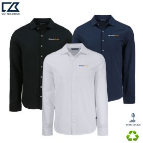Cutter & Buck Advantage Tri-Blend Eco Soft Pique Long Sleeve Knitted Mens Button Up. MCK01332