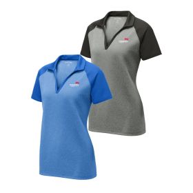 Ladies' Raglan Heather Block Polo. LST641