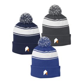 Stripe Pom Pom Beanie. STC28
