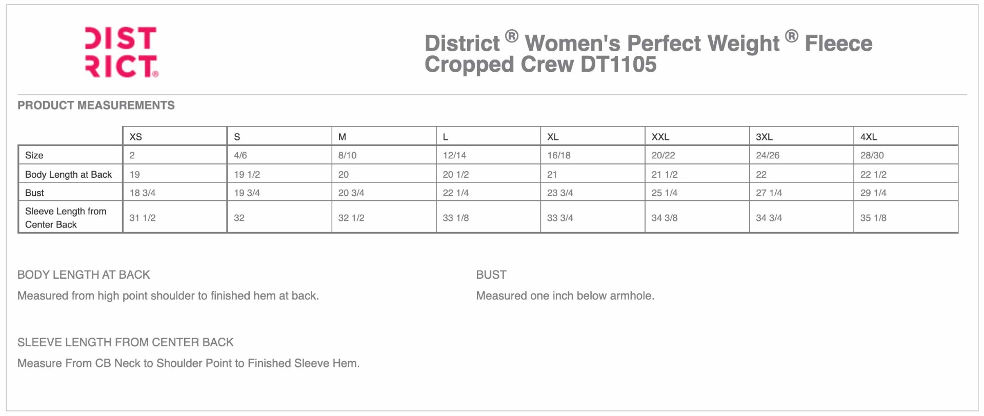 Sizing Chart