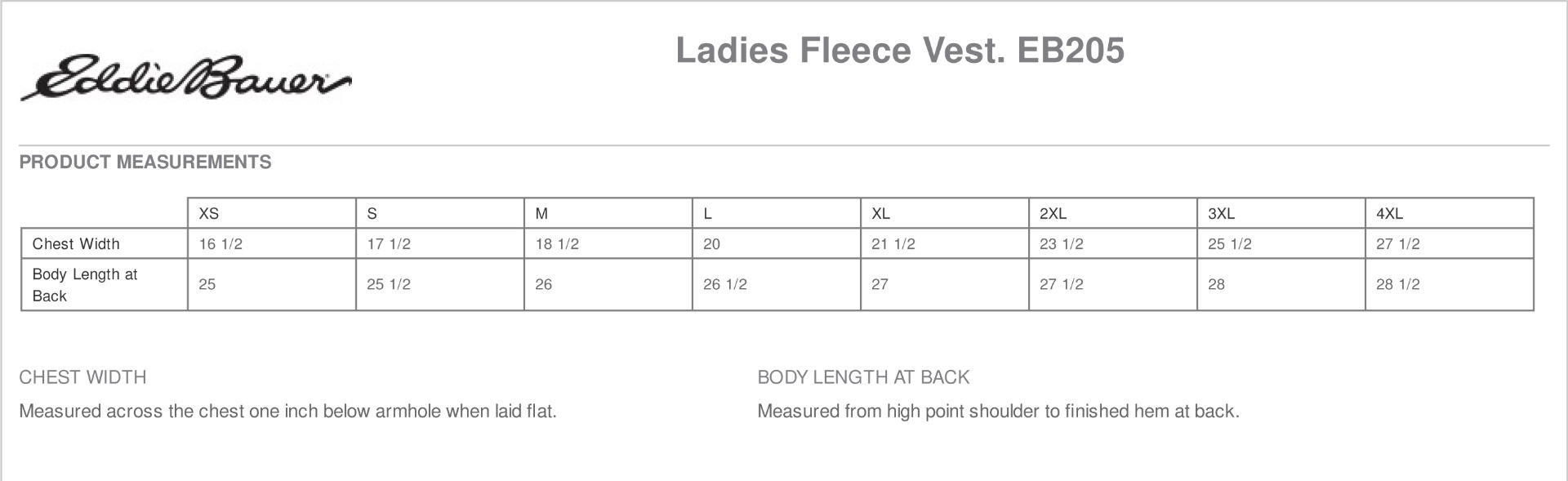 Sizing Chart