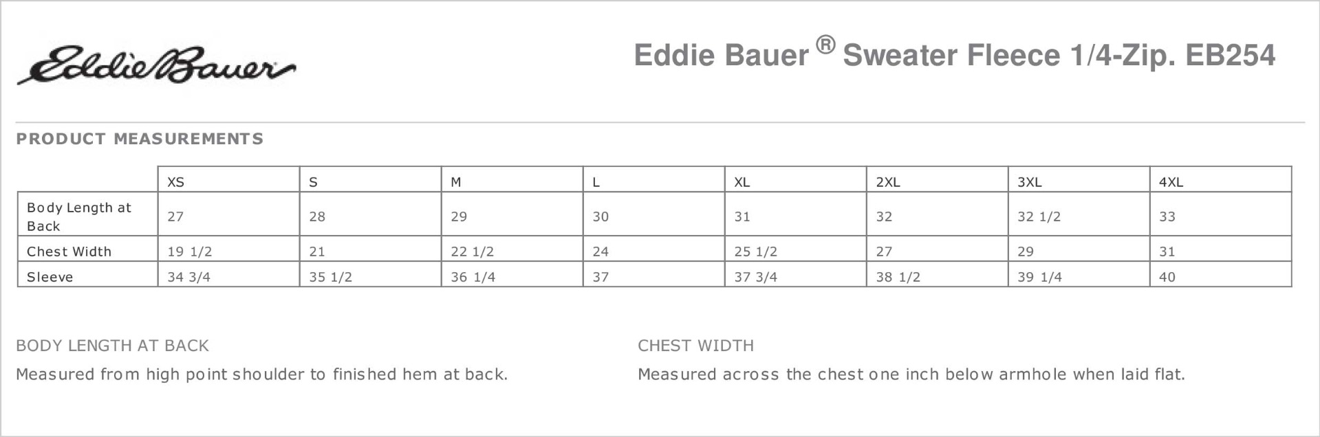 Sizing Chart