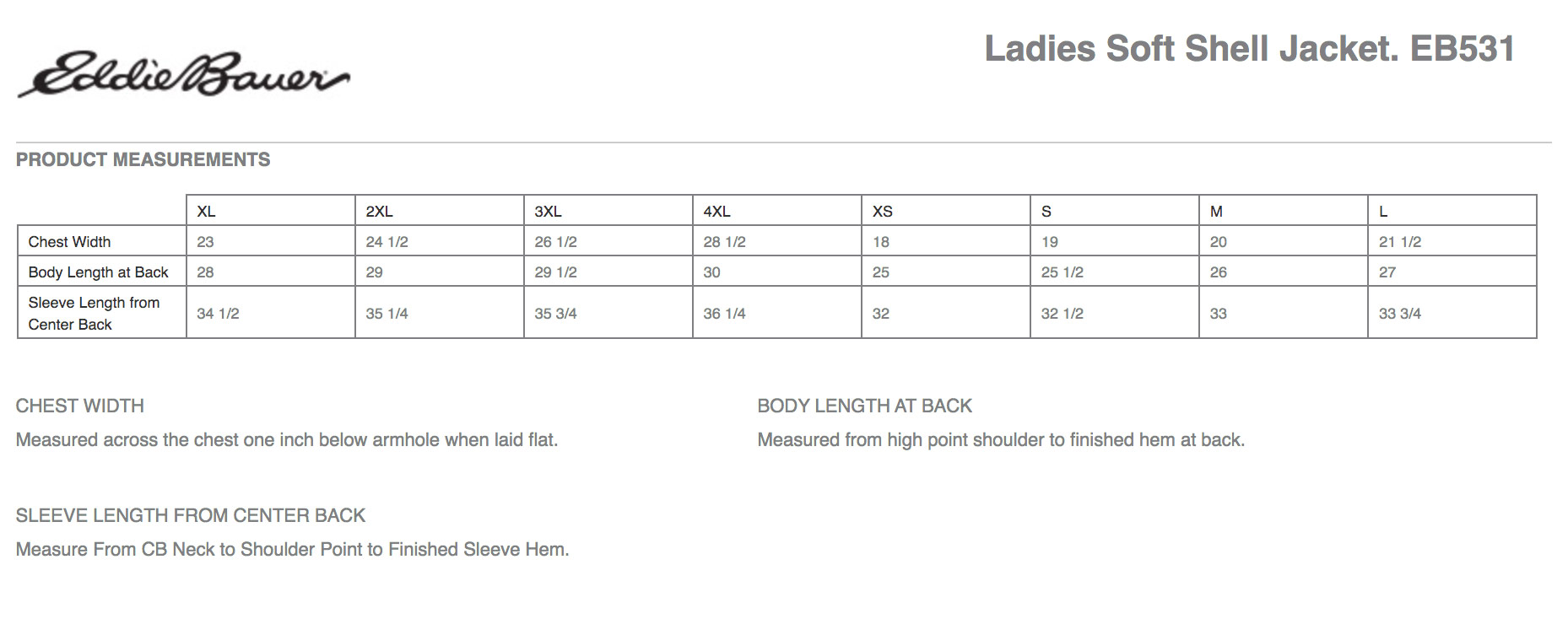 Sizing Chart