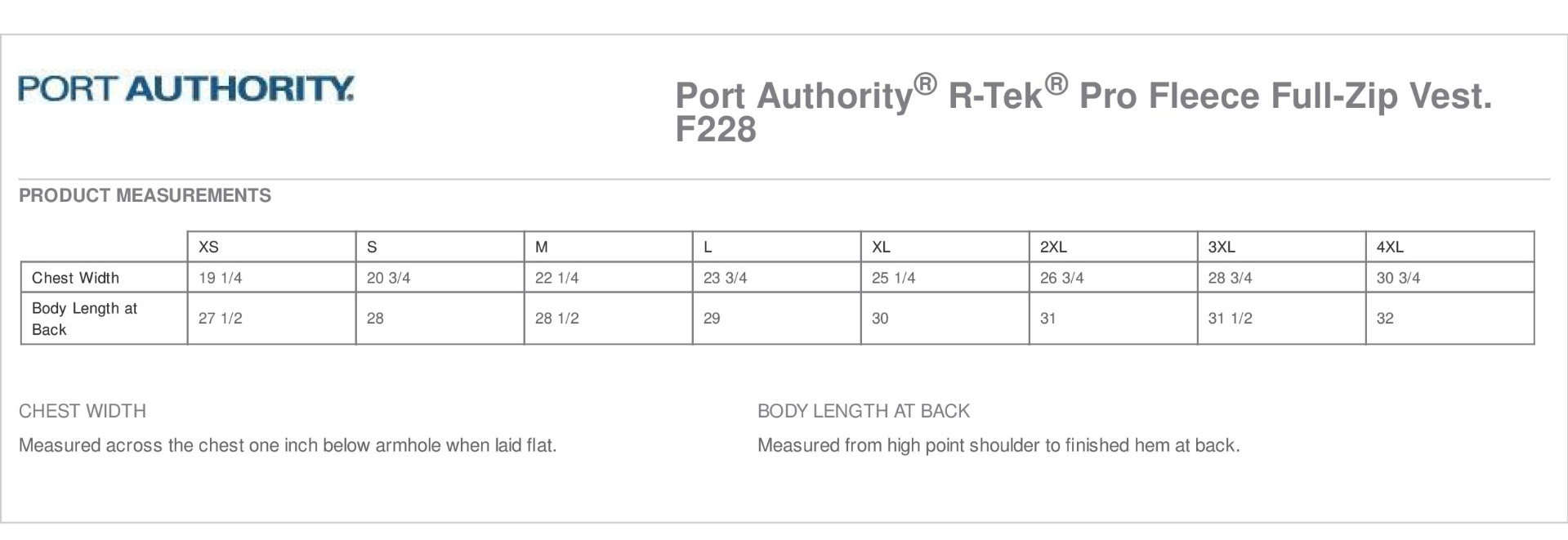 Sizing Chart