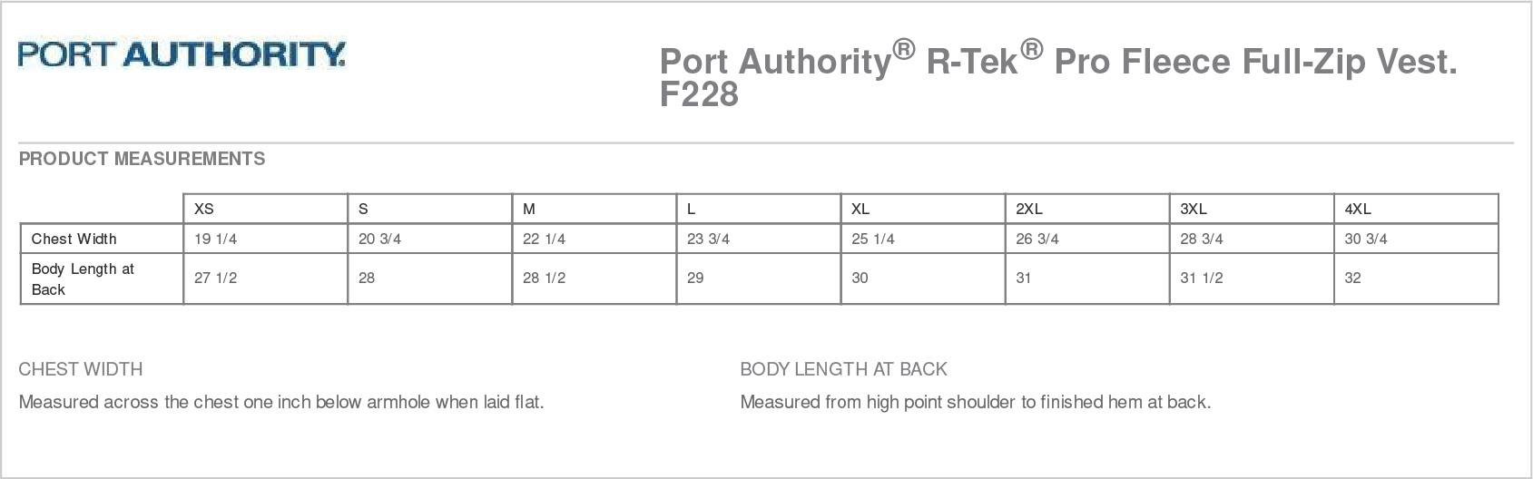 Sizing Chart