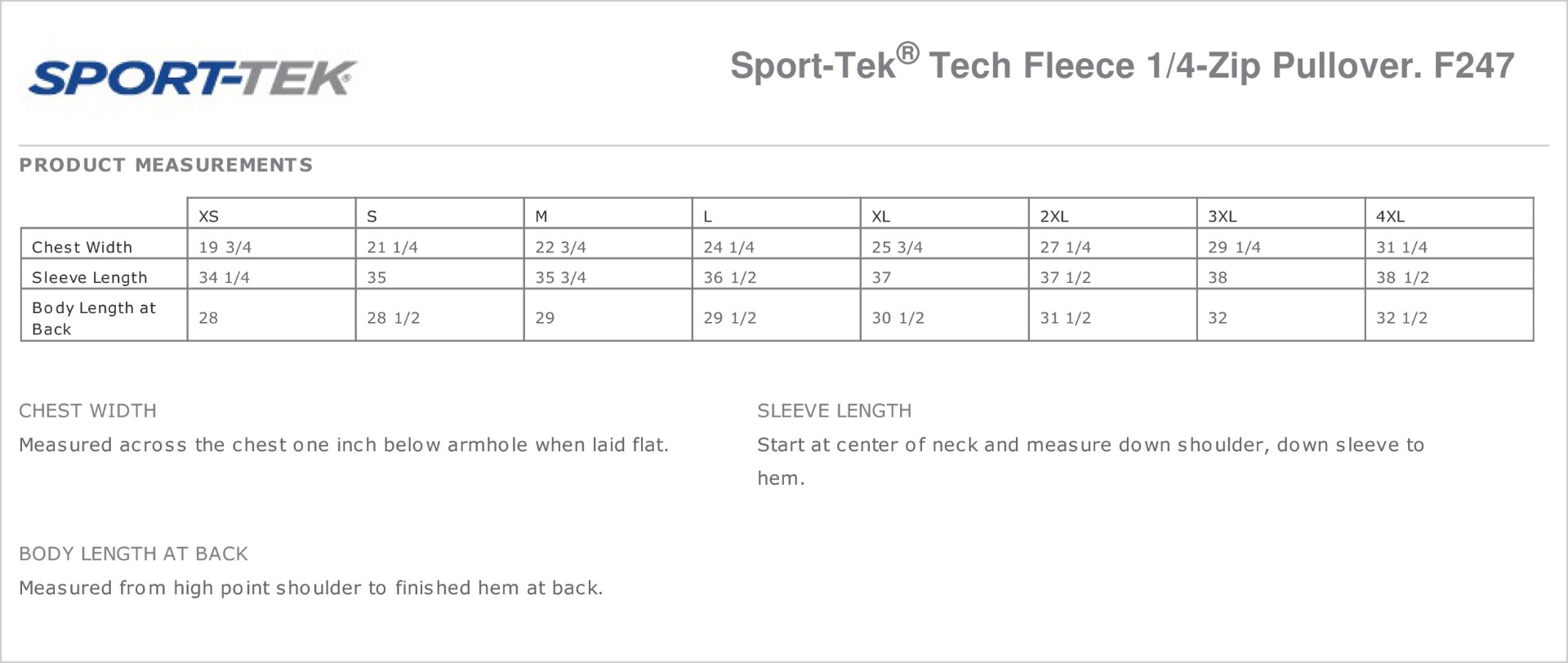Sizing Chart