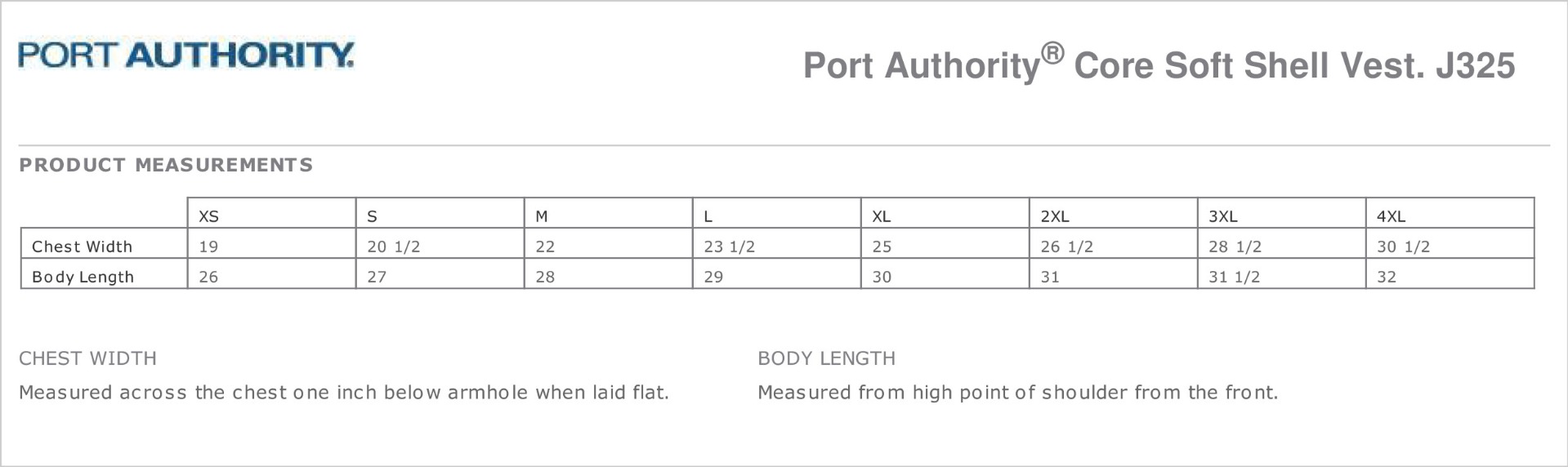 Sizing Chart