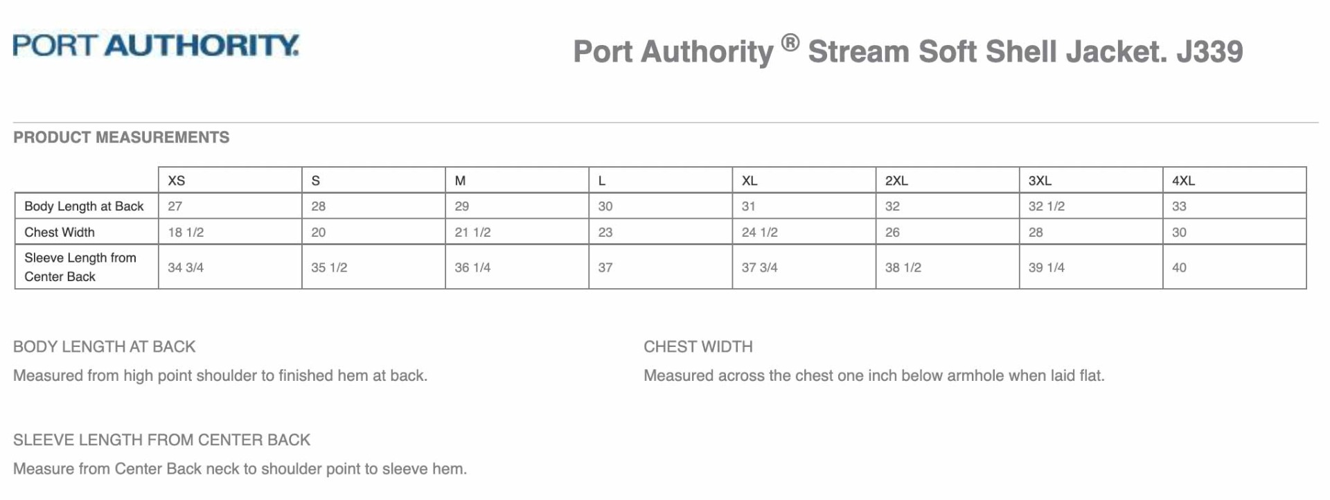 Sizing Chart