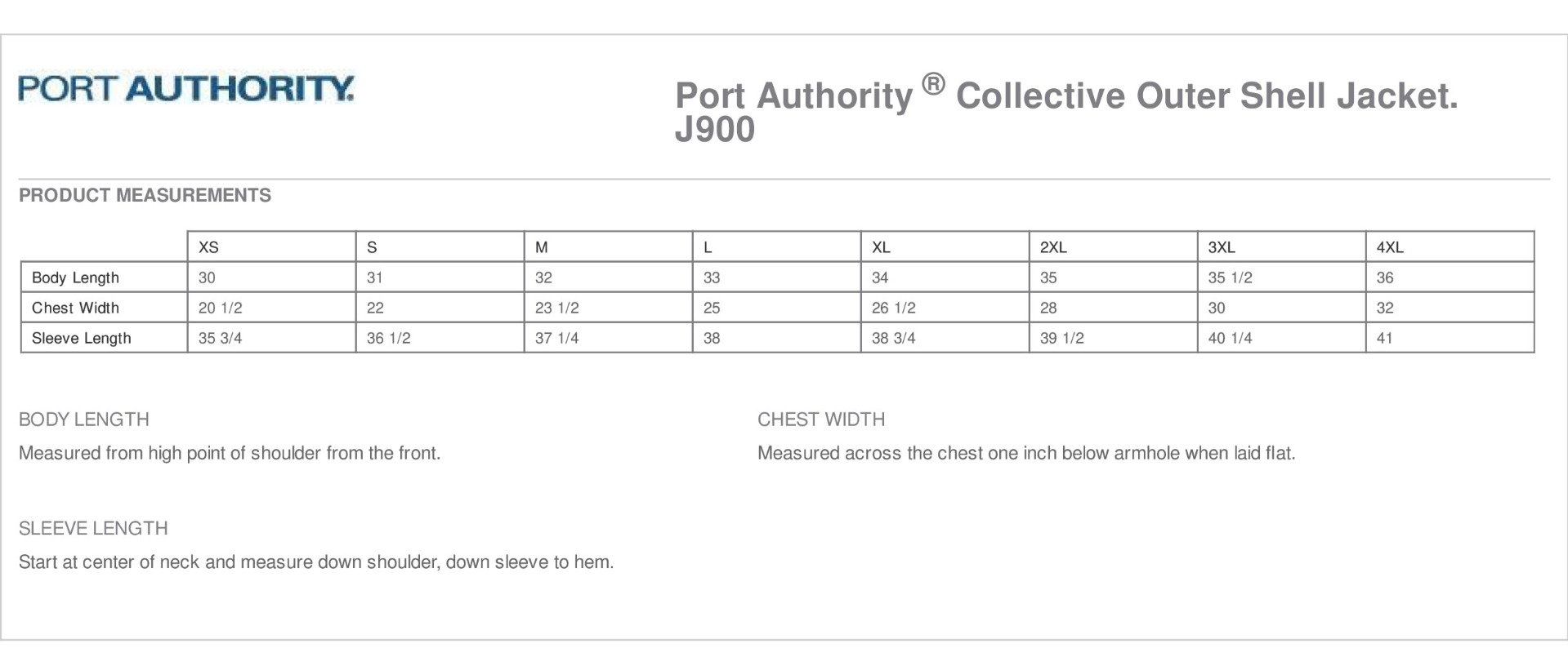Sizing Chart