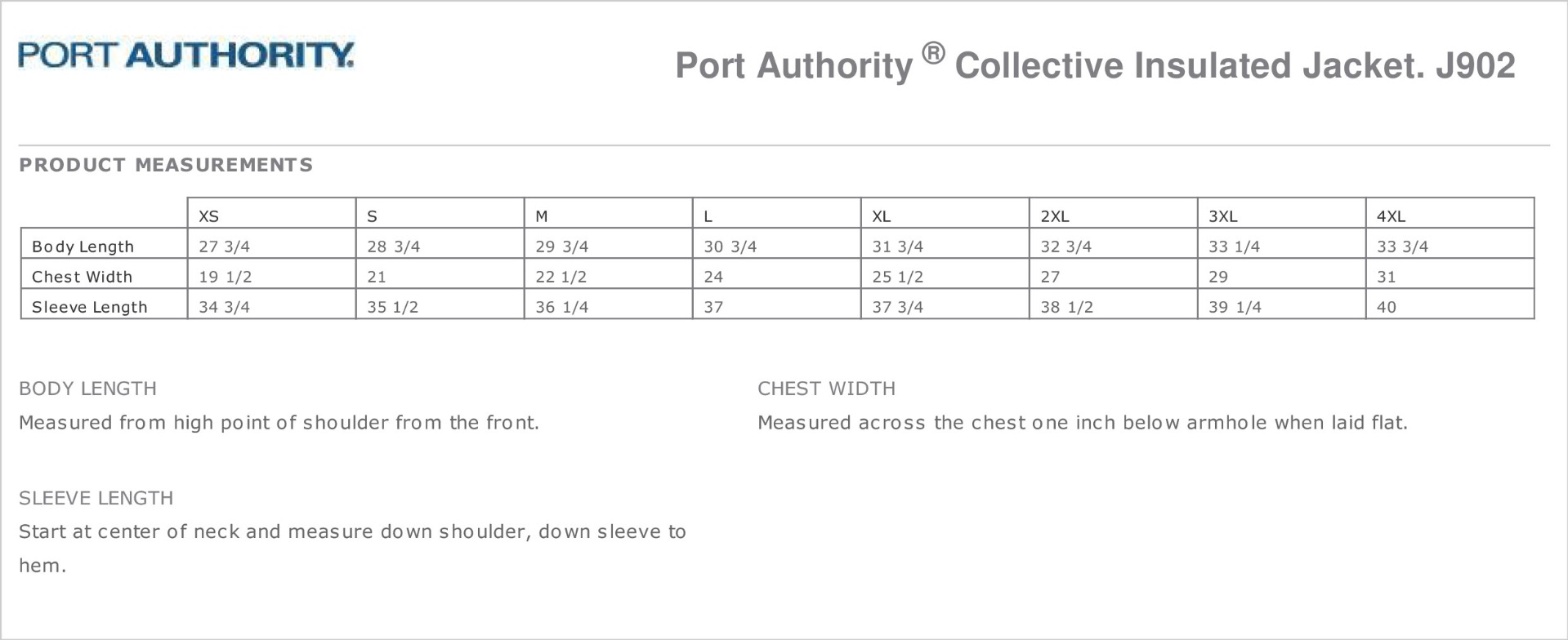 Sizing Chart