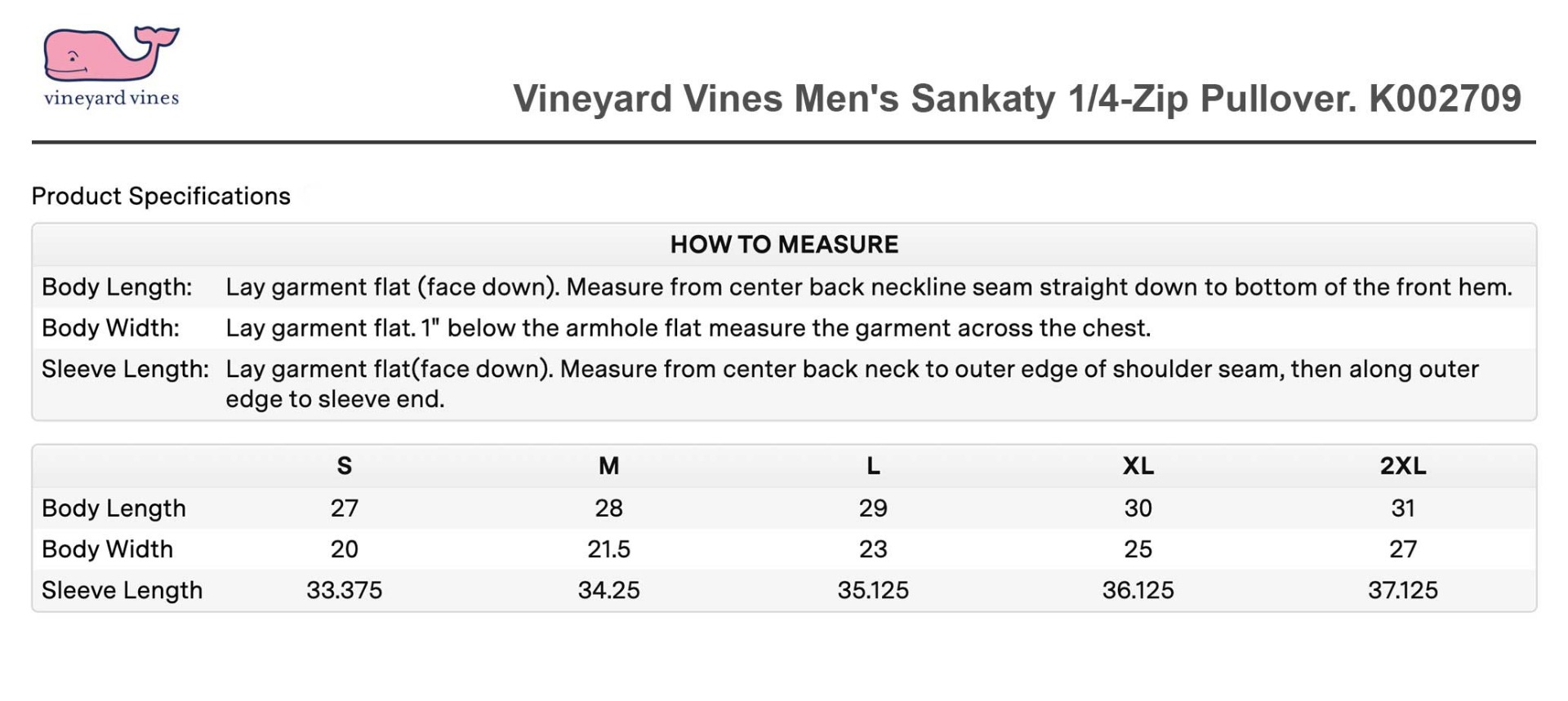 Sizing Chart