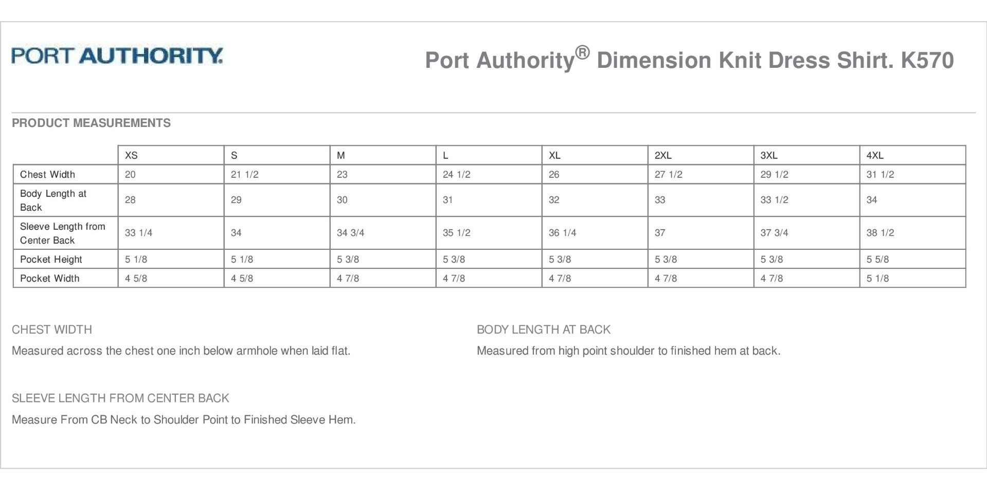 Sizing Chart