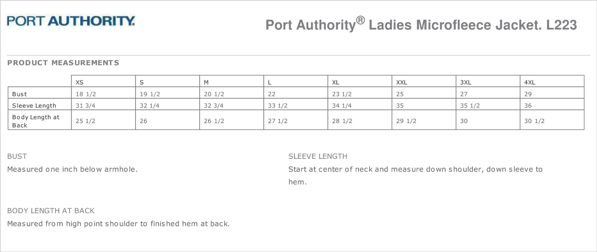 Sizing Chart