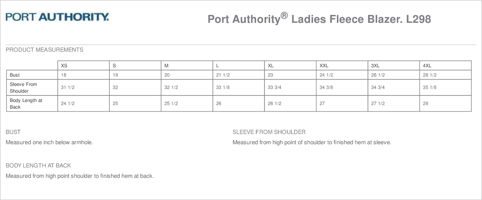 Sizing Chart