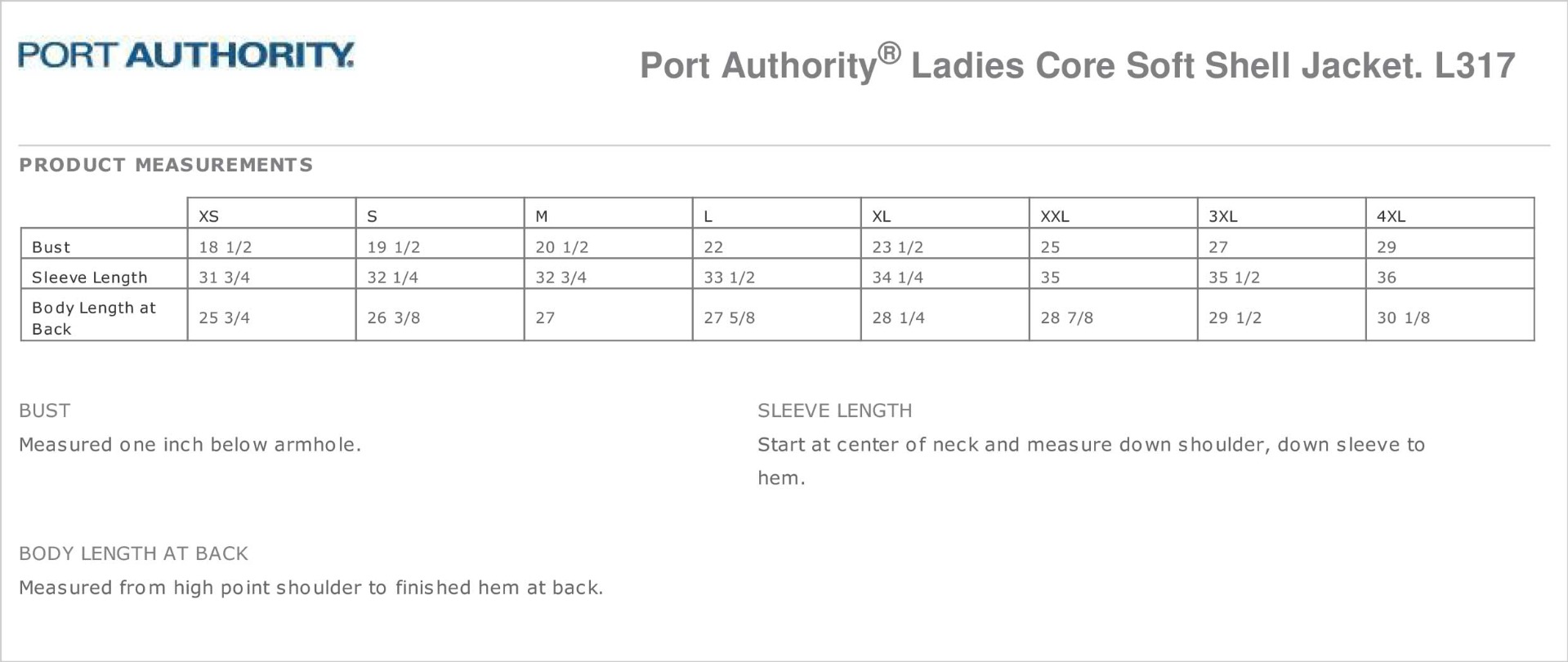 Sizing Chart