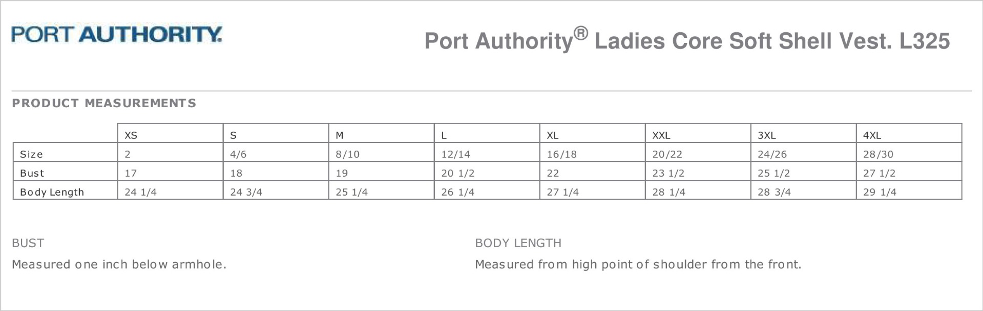 Sizing Chart
