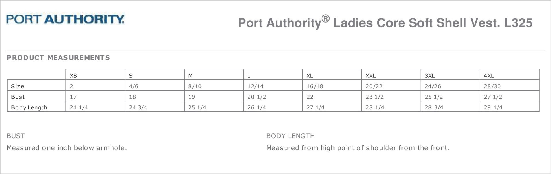 Sizing Chart