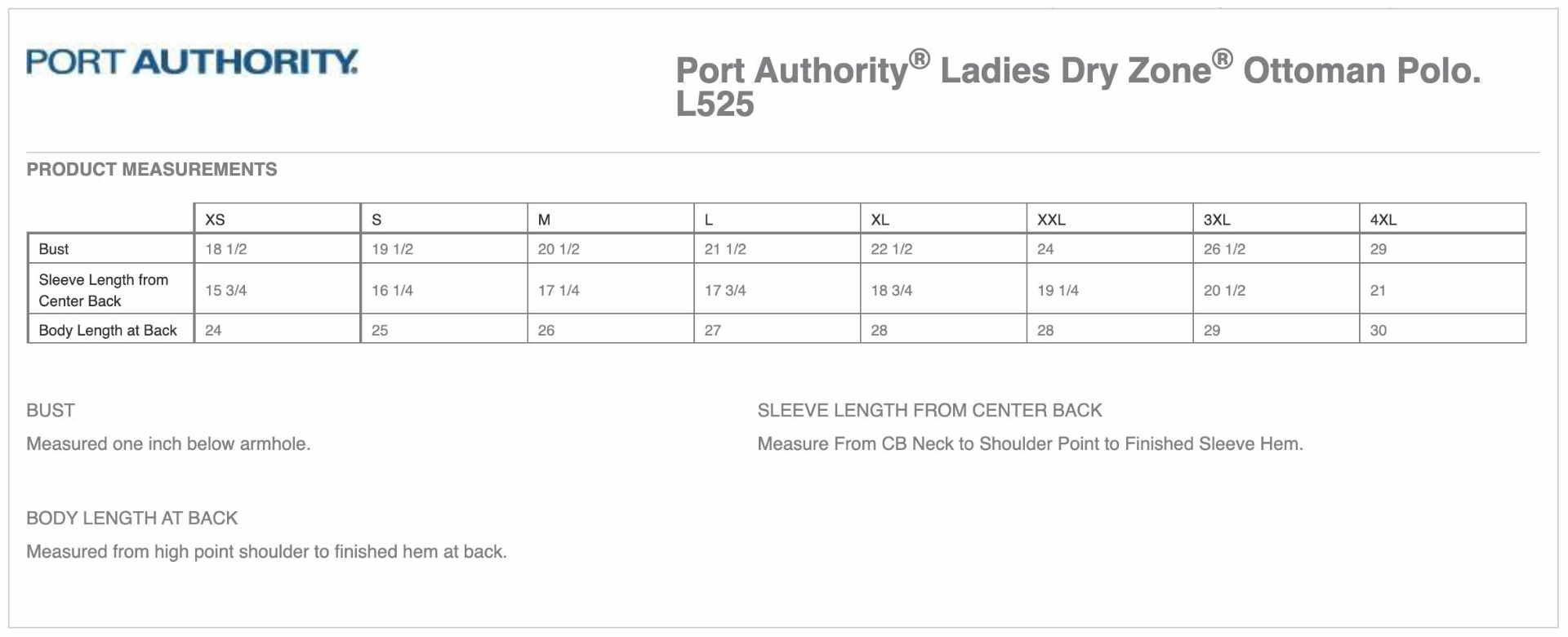 Sizing Chart