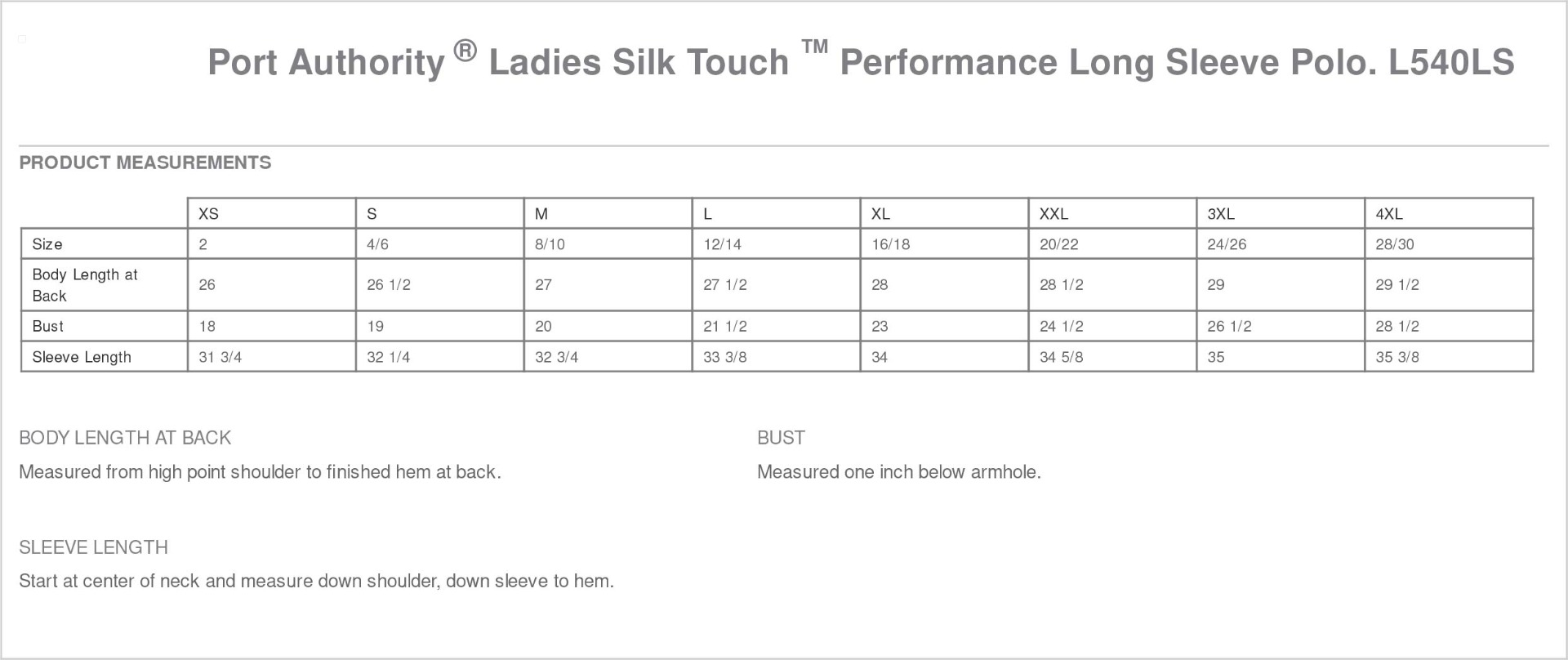 Sizing Chart