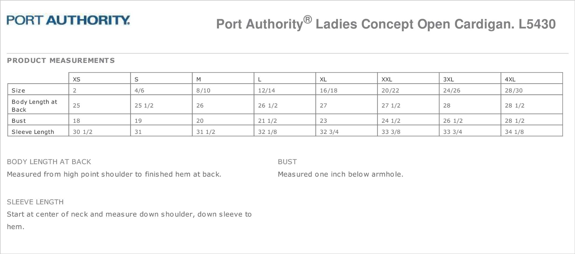 Sizing Chart