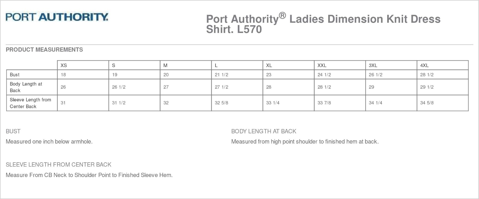 Sizing Chart