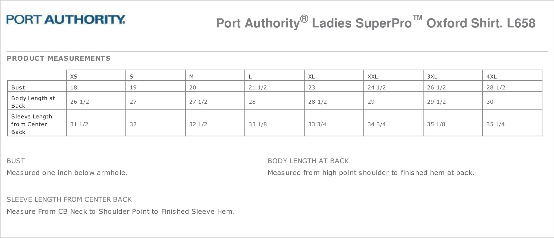 Sizing Chart
