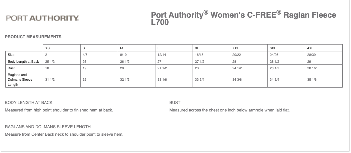 Sizing Chart