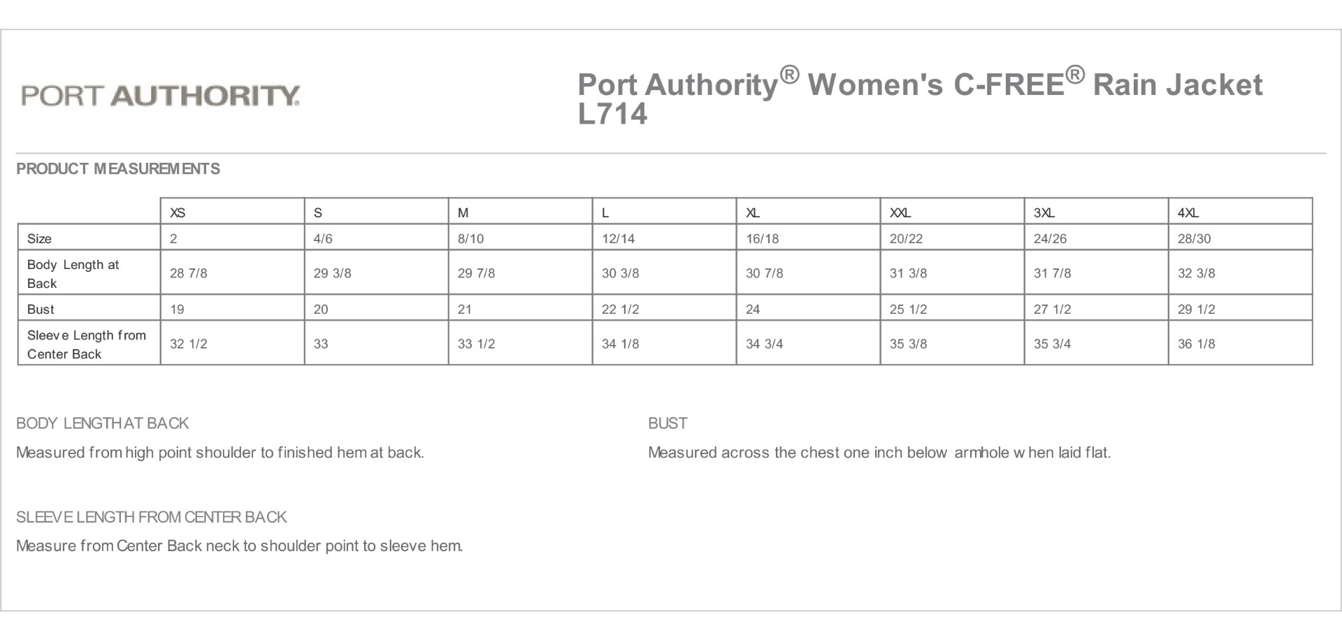 Sizing Chart