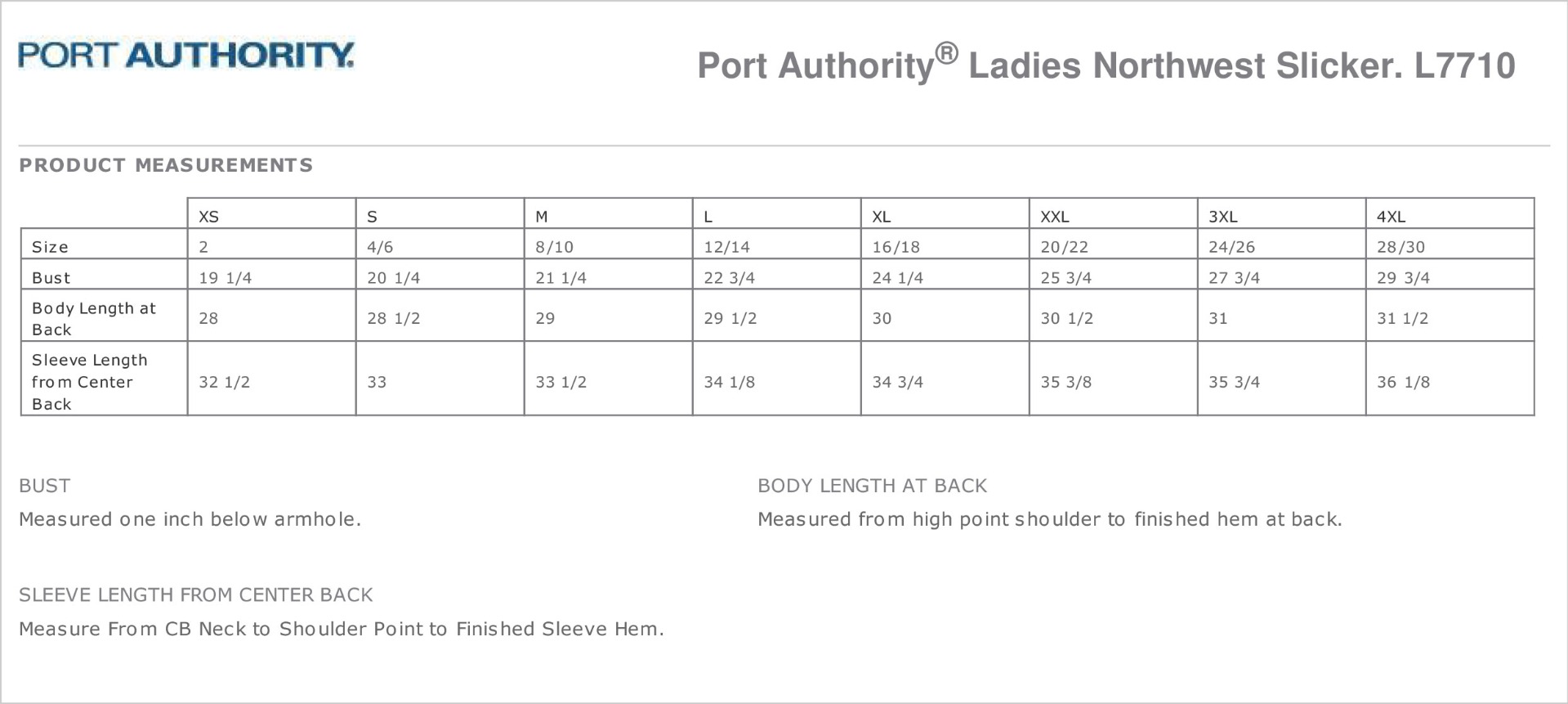 Sizing Chart