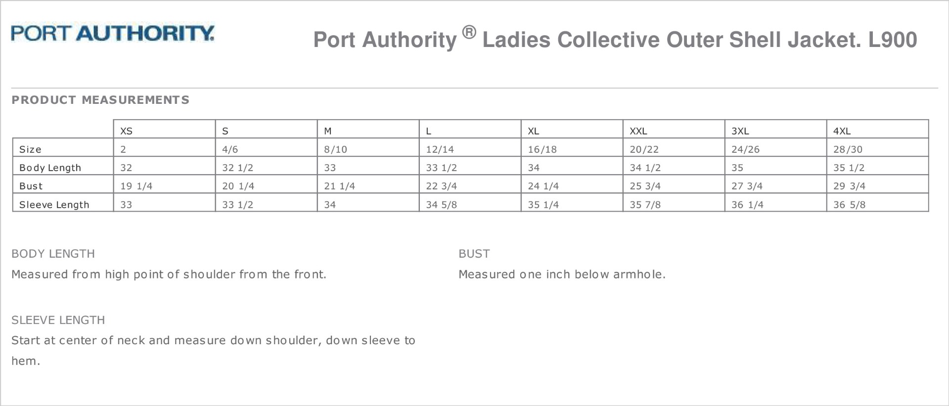Sizing Chart
