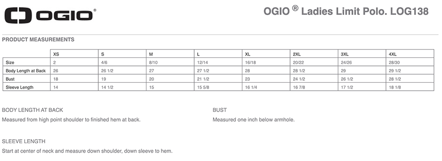 Sizing Chart