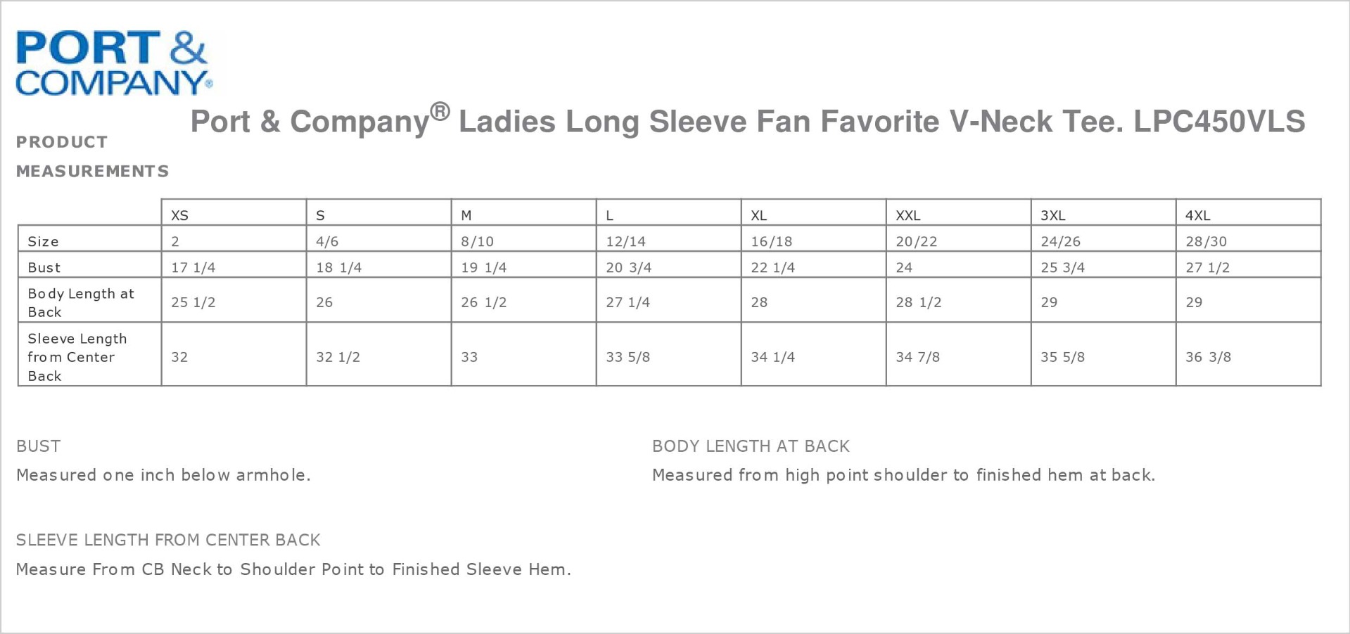 Sizing Chart