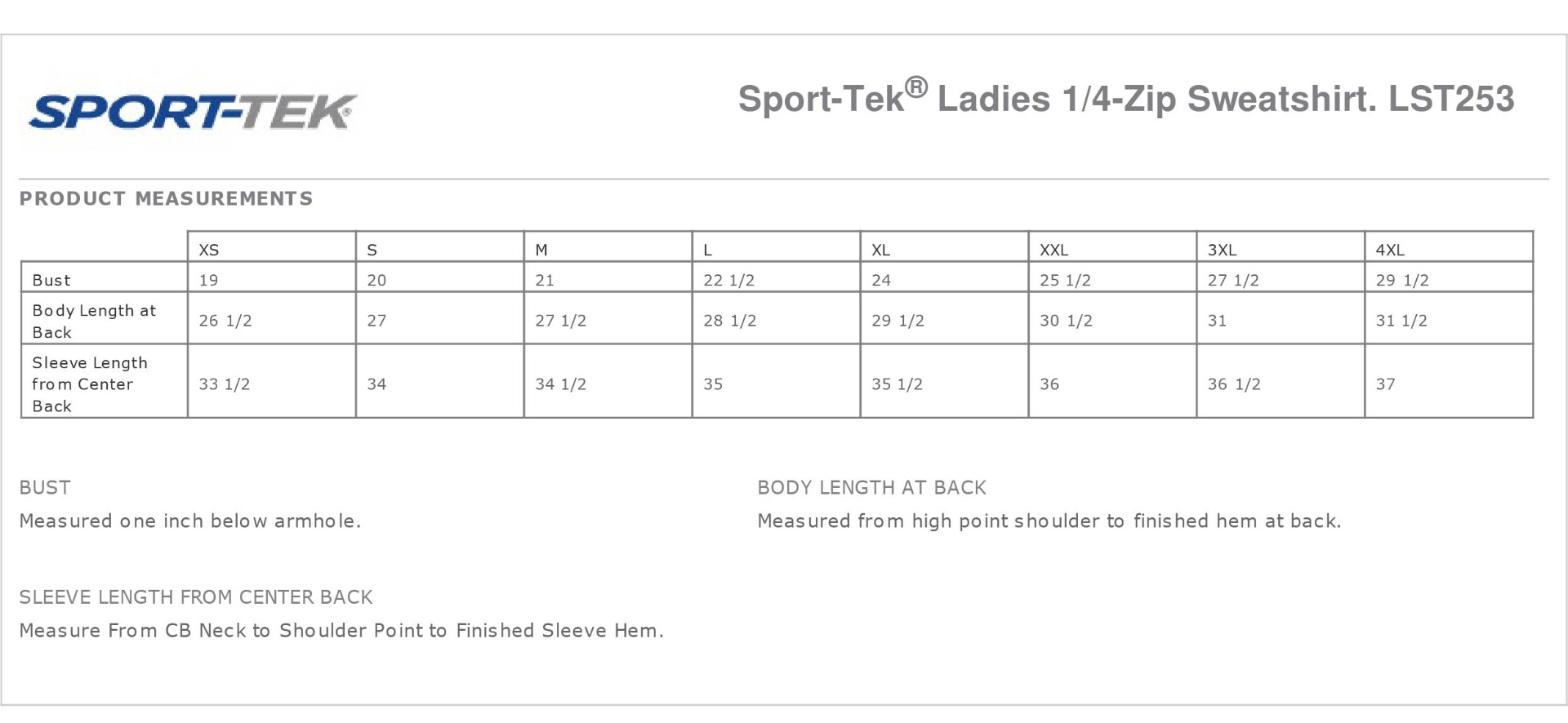 Sizing Chart