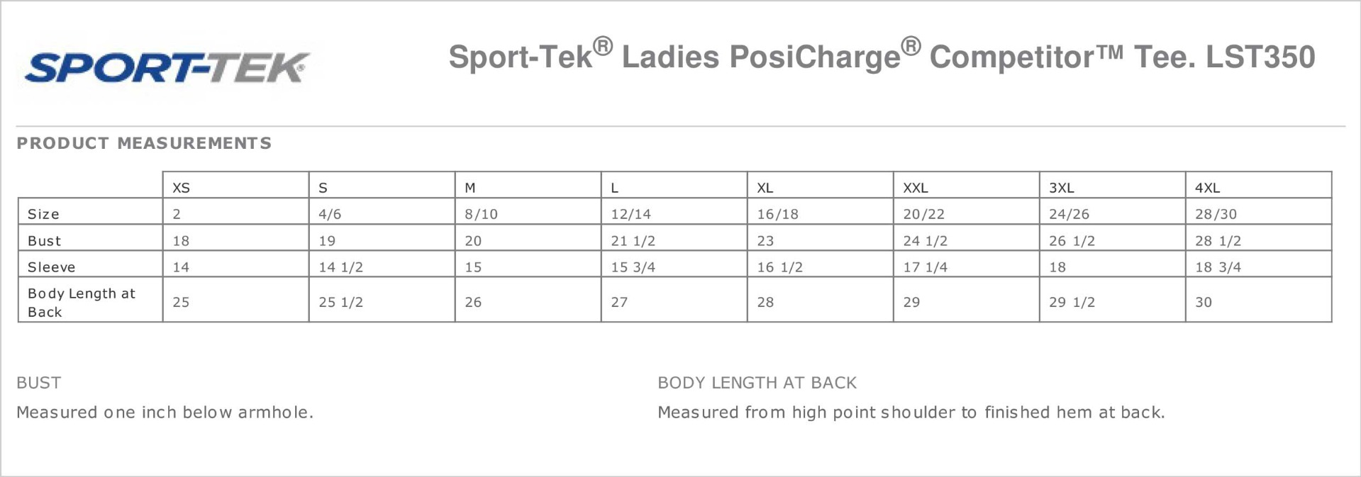 Sizing Chart