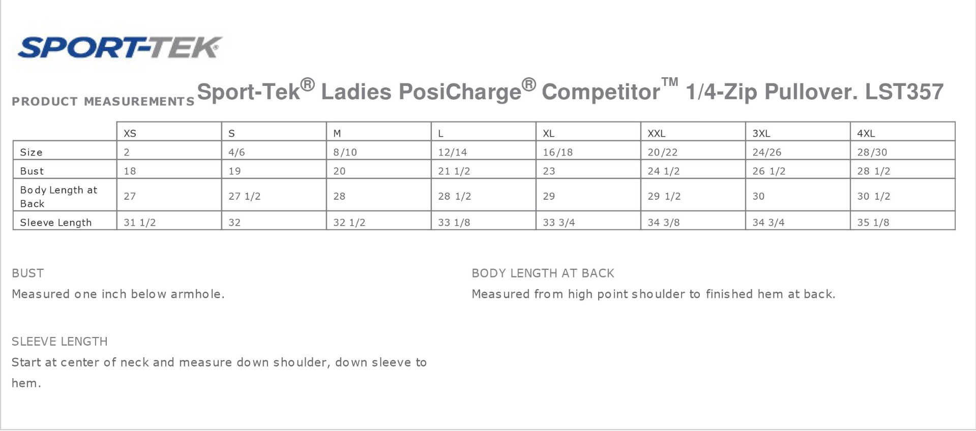 Sizing Chart