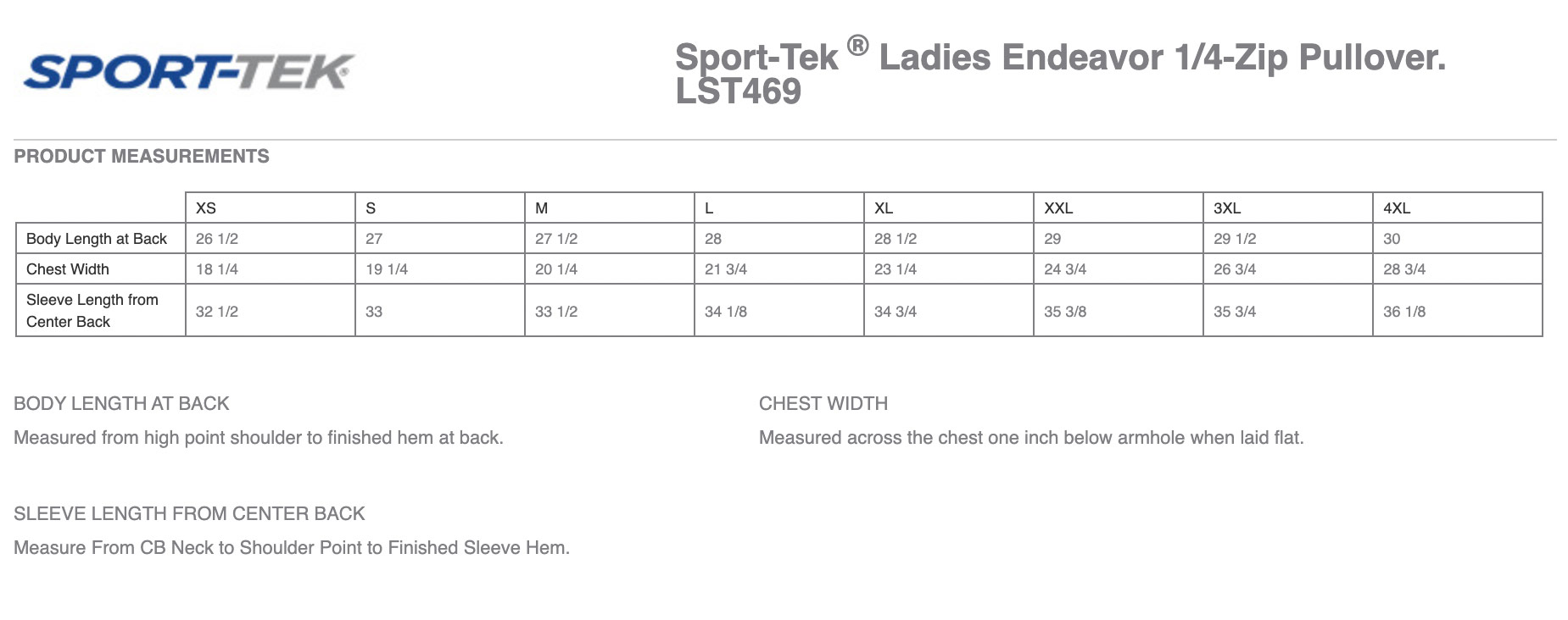 Sizing Chart