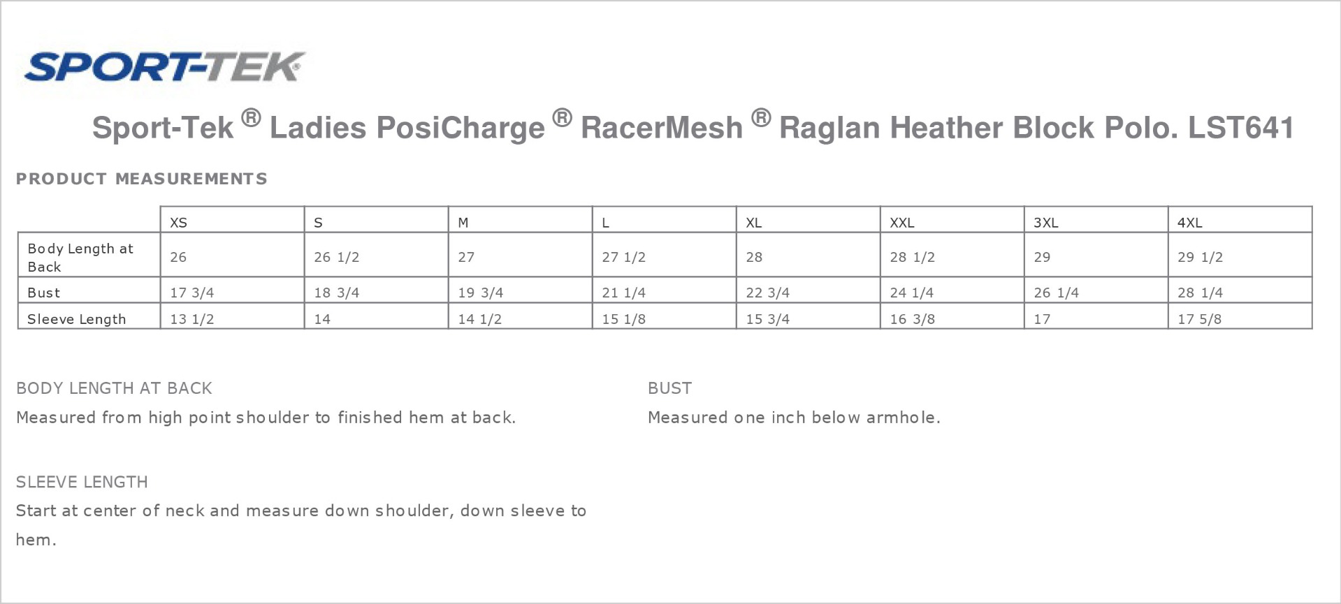 Sizing Chart