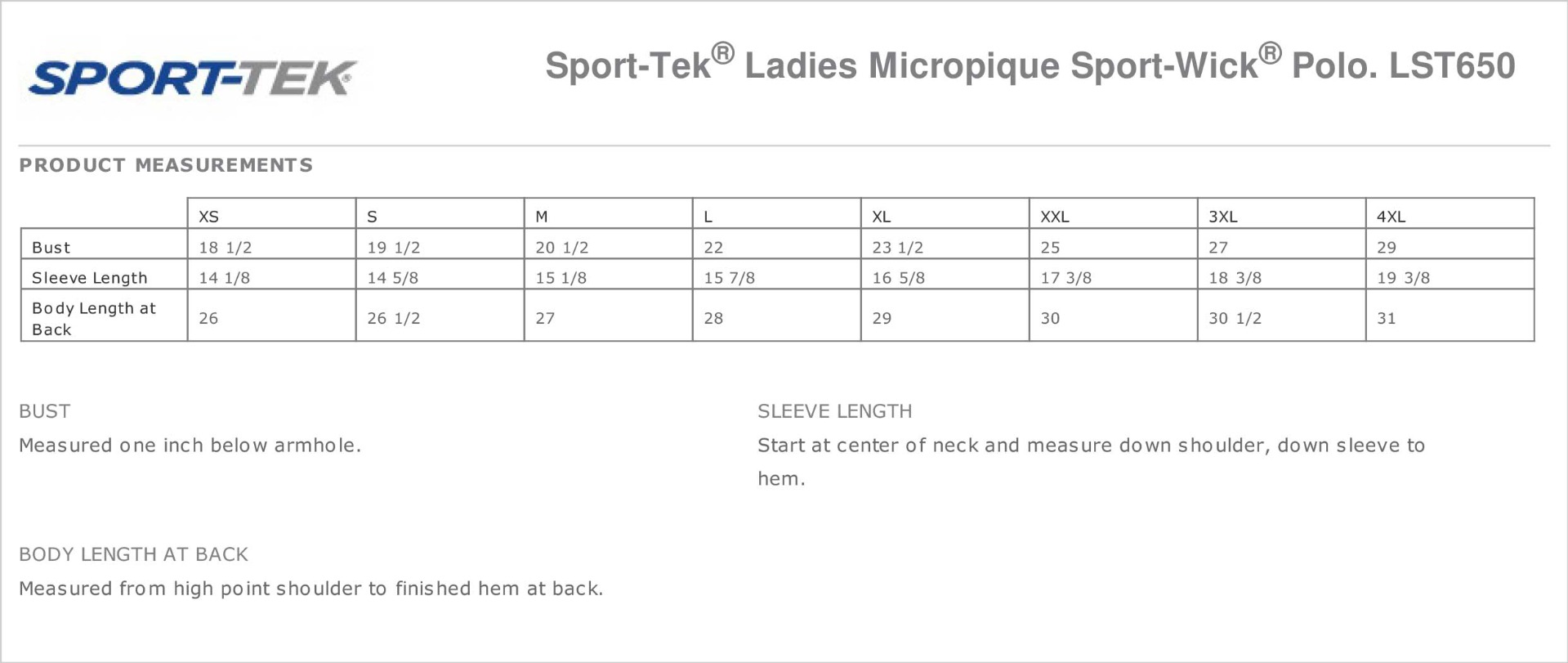 Sizing Chart