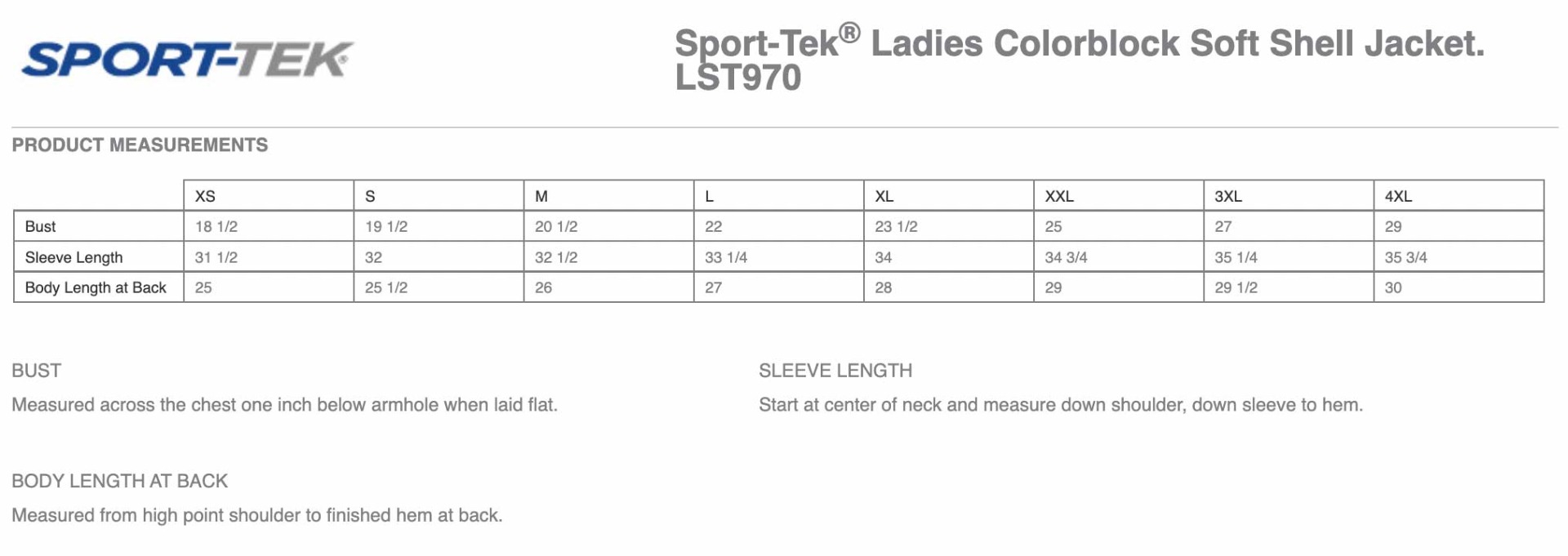 Sizing Chart