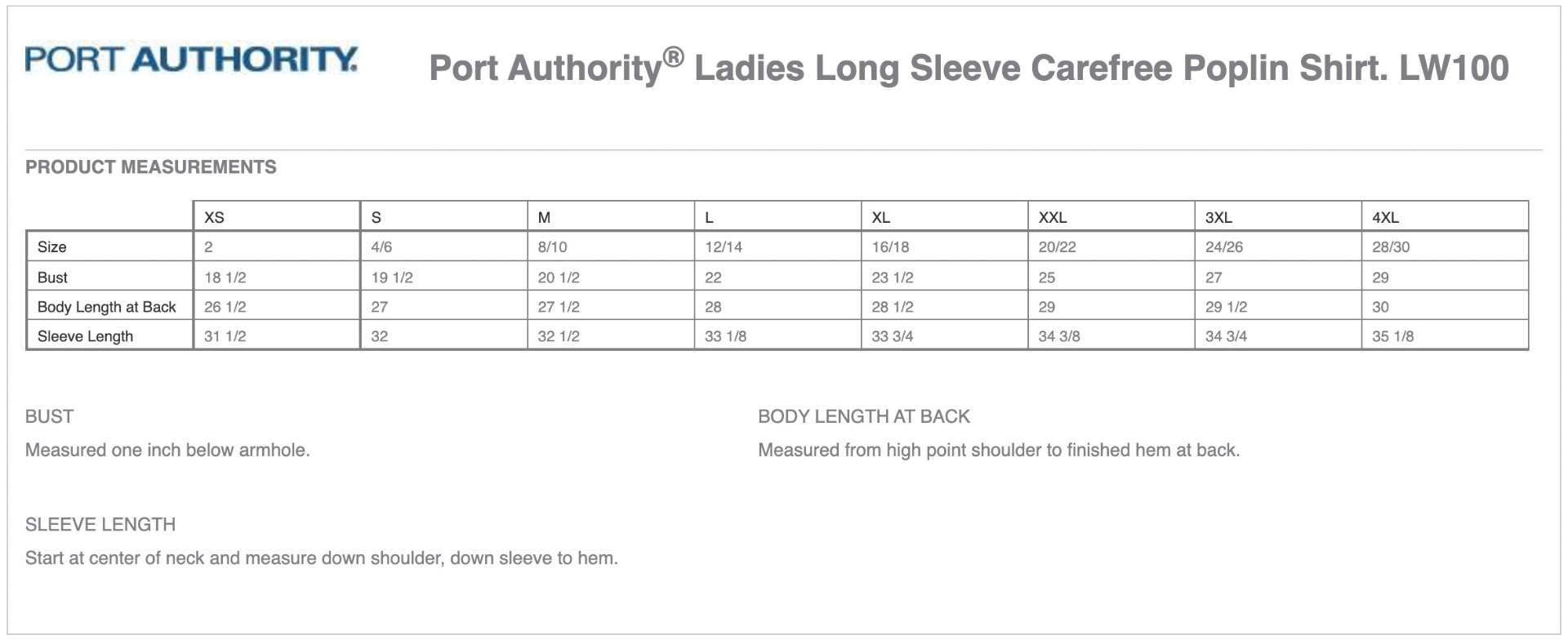 Sizing Chart