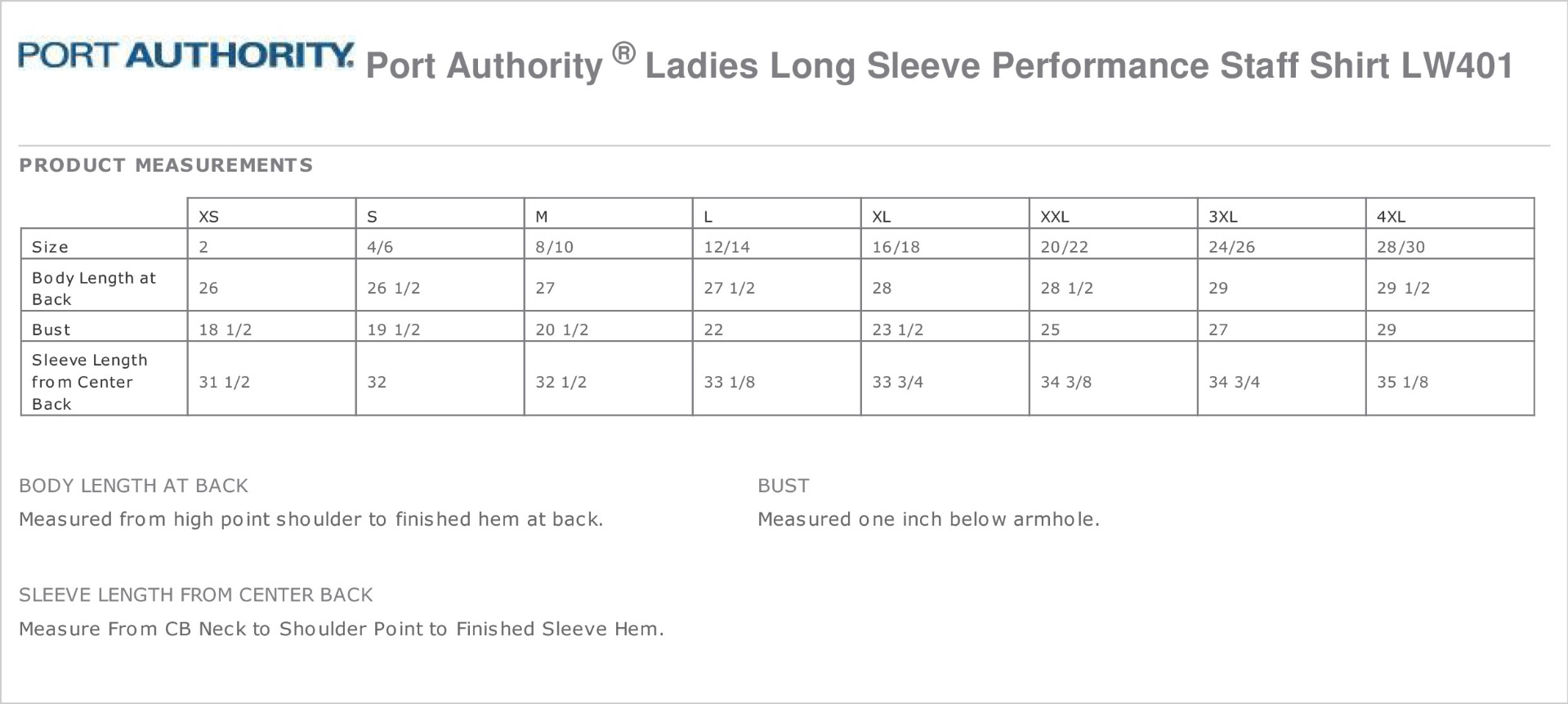Sizing Chart