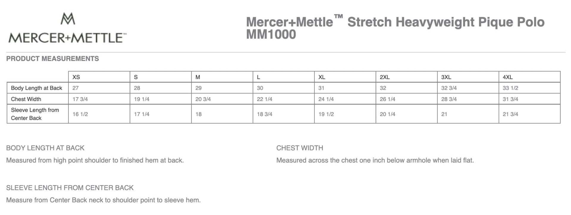 Sizing Chart