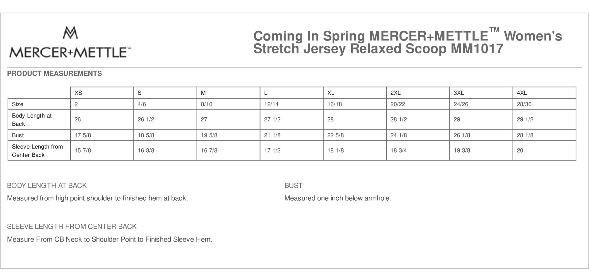 Sizing Chart
