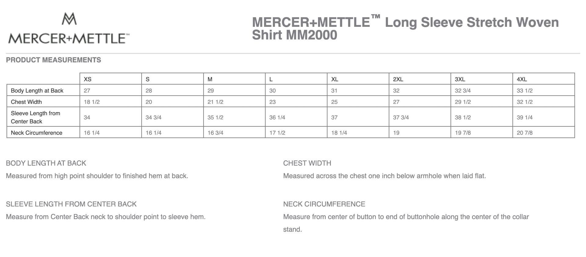 Sizing Chart