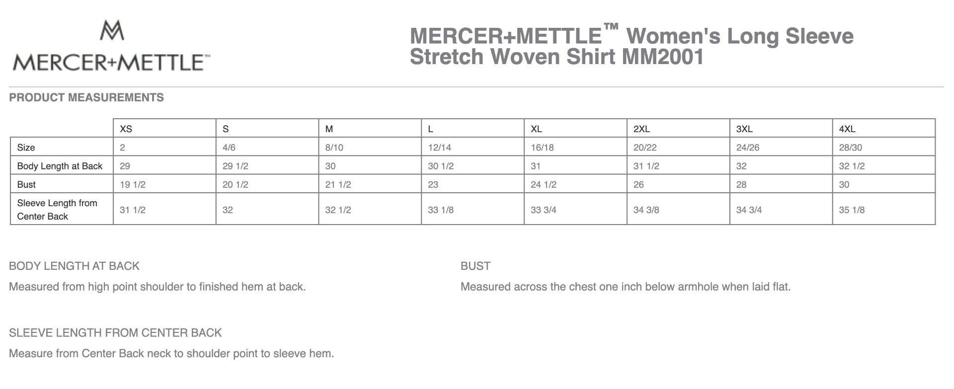 Sizing Chart