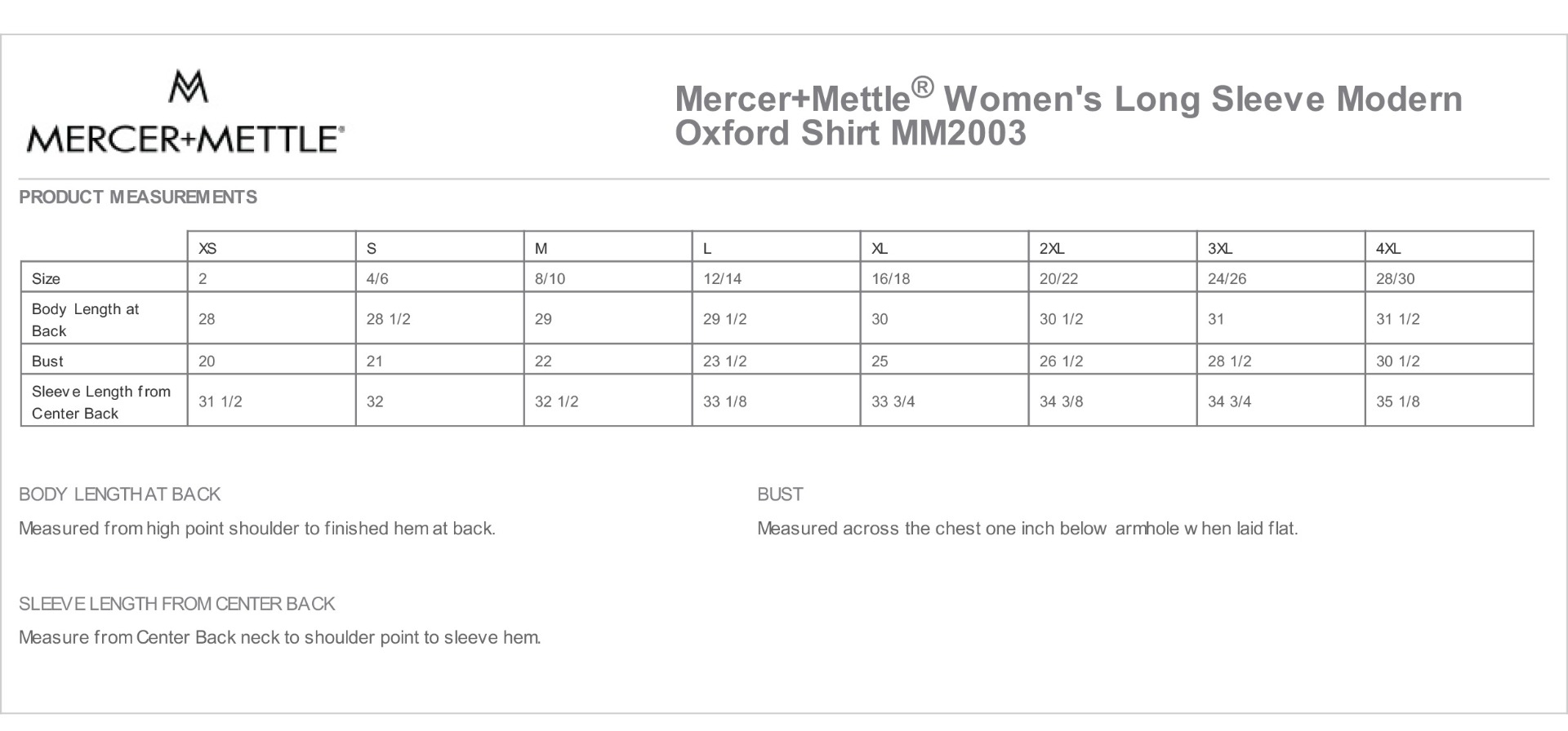 Sizing Chart