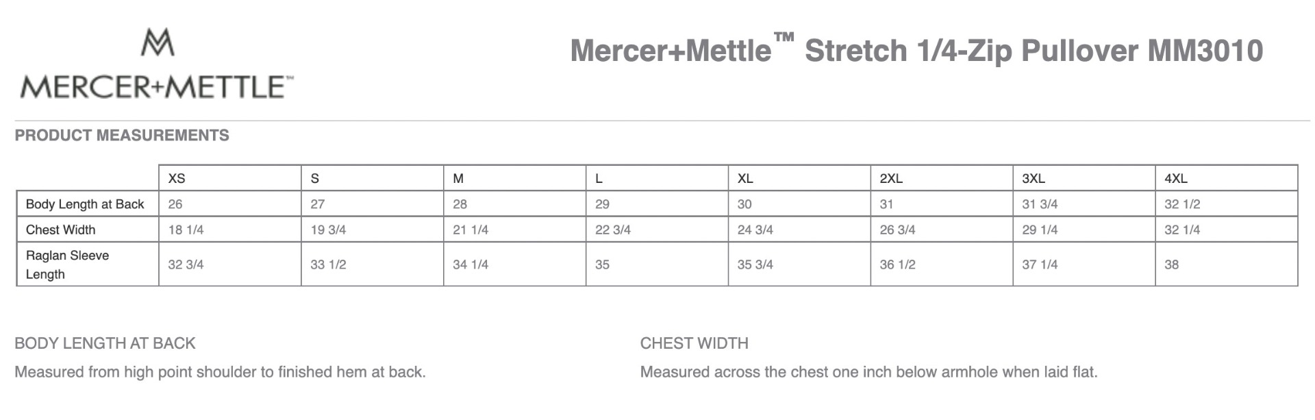 Sizing Chart