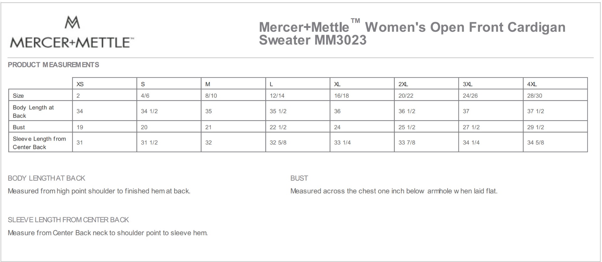 Sizing Chart