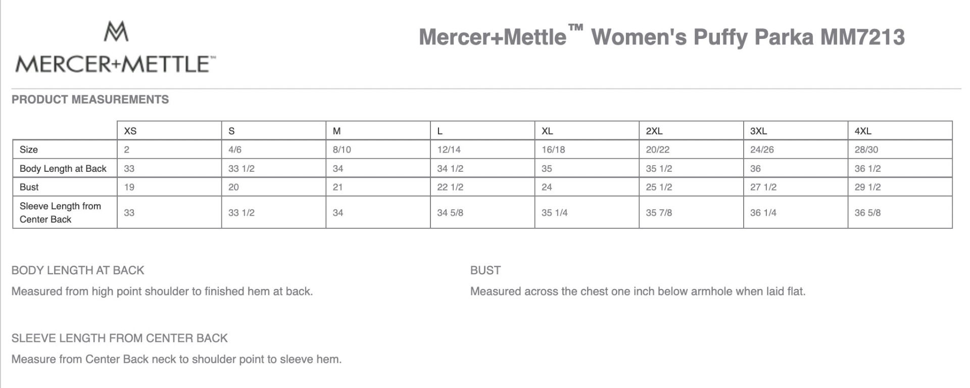 Sizing Chart