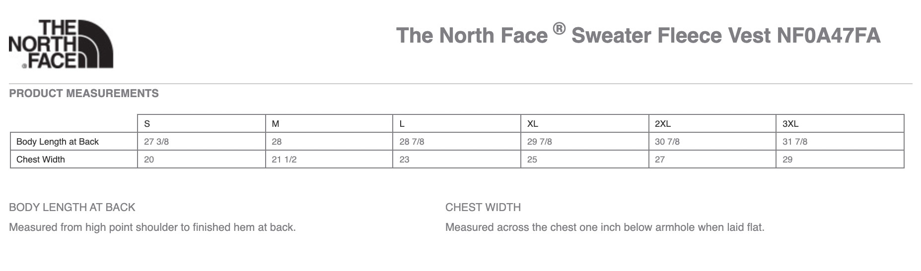 Sizing Chart